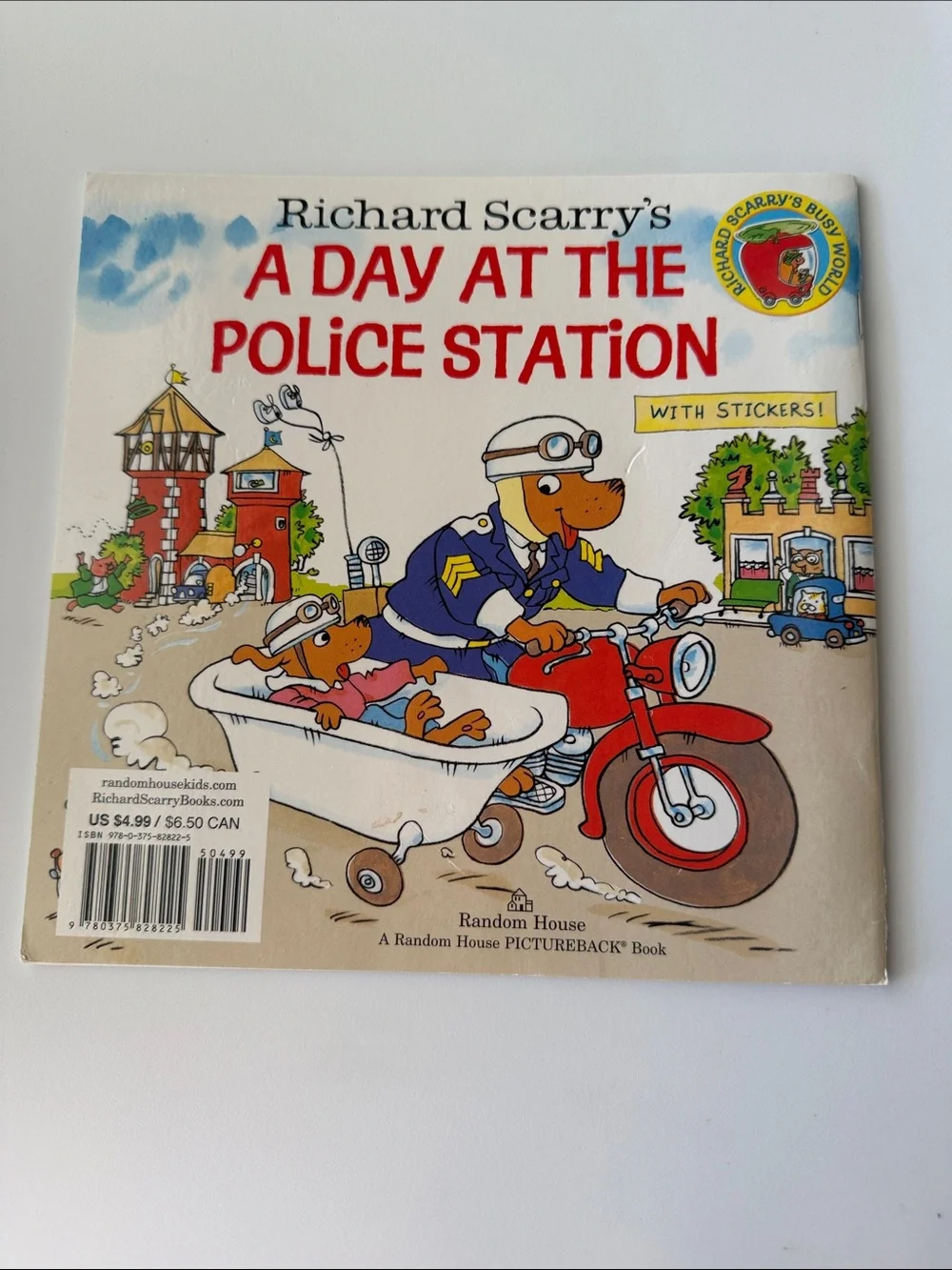 's A Day at the Police Station - Children's Sticker Book (White/Red)